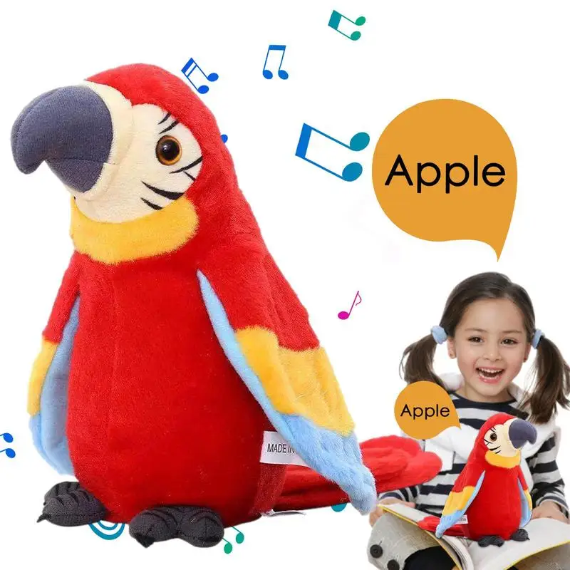 Electric Talking Parrot Plush Toy Repeats What You Say Electronic Animated Bird Interactive Stuffed Animal Doll Gift For Kids