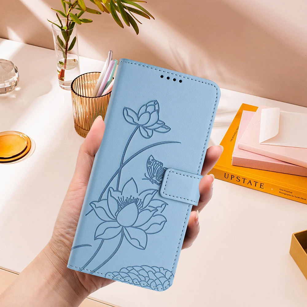 Embossed Leather Wallet Phone Case Cover