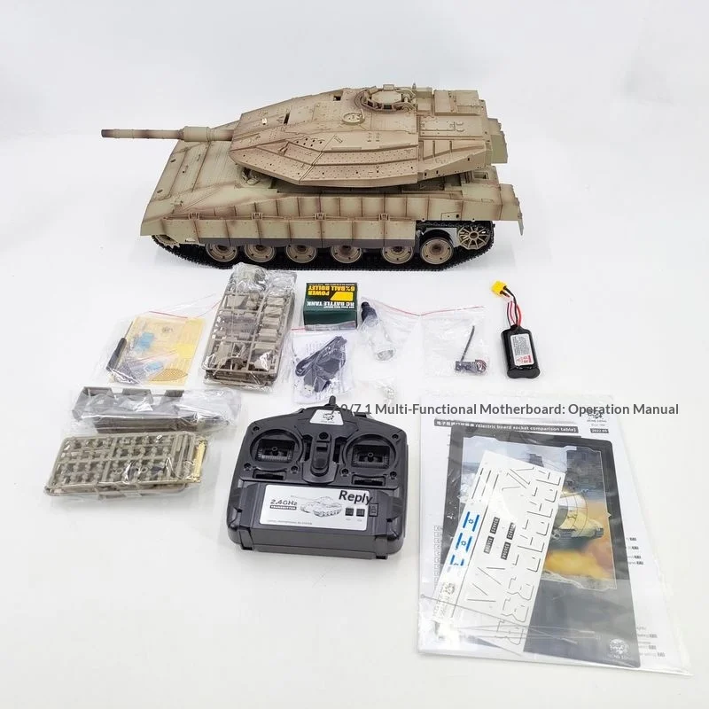 헝롱 무선 조종 메인 전투 탱크 이스라엘 메르카바 Mk IV 7.0 버전 전동 군사 모형 성인 취미 수집가용