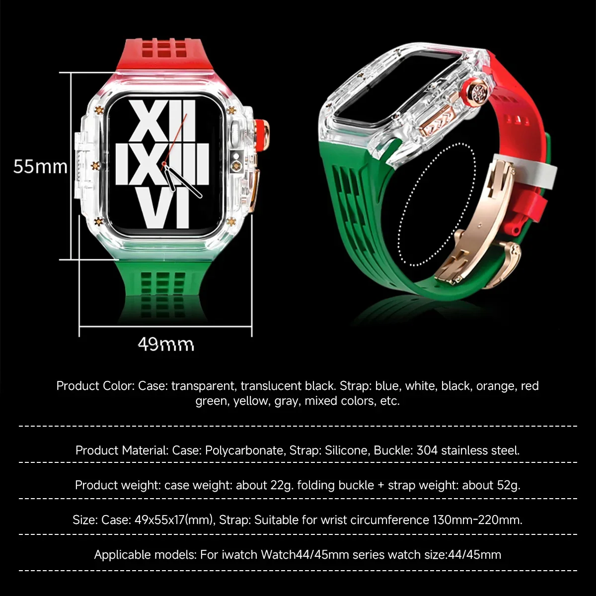 Elegant Enhancement Kit: Transparent Case & Rubber Strap