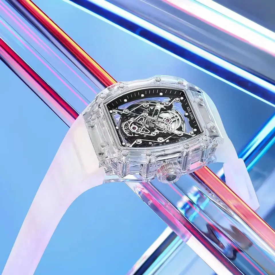 Ailang-relógio de Pulso Turbilhão Mecânico Masculino Forma de Barril Relógio Luminoso Automático para Menino Pulseira de Silicone Novo 2023 - Image 4