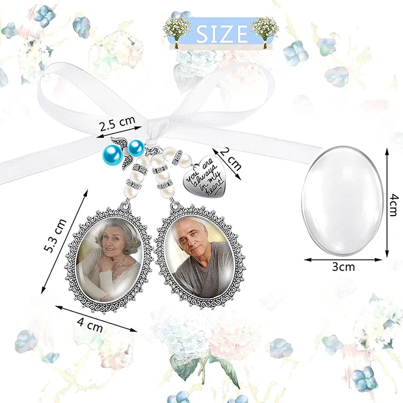 Bridal Bouquet Heart Photo Frame Memory Charm Wedding With Heart Beads Handmade
