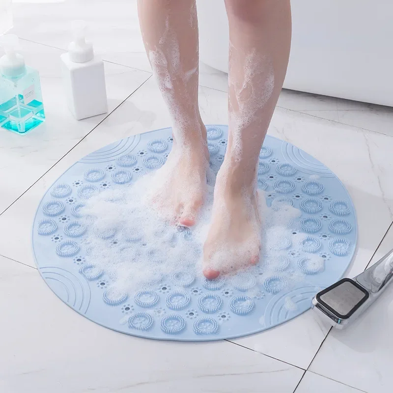 

Non-Slip Bathtub Mat PVC Safety Shower with Drain Hole Bathroom Mat Strong Suction Cup Massage Foot Mat Bathroom Accessories