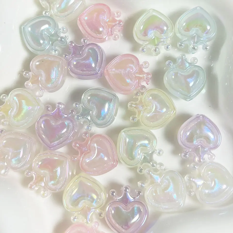 인어 빛나는 빛나는 크라운 러브 하트 비즈 쥬얼리 만들기 귀걸이 팔찌 목걸이 DIY 장식 헤어 액세서리