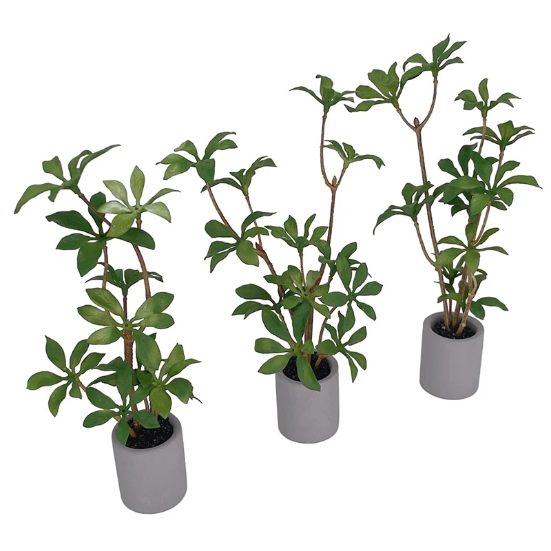 Dollhouse Miniature Potted Plant 1:6 Green Leafed Plant Pot Bonsai Home Garden Decor Toy Doll House Accessories