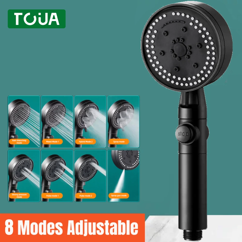 8 Modes High Pressure Shower Head Adjustable Showerheads with Hose