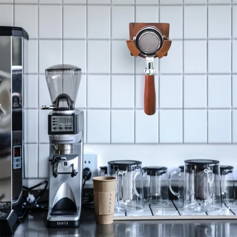 

Espresso 51mm/53mm/54mm/58mm Coffee Filter Holder Coffee Wall Mounted Wooden Rammer Wall Mounted Coffee Tool