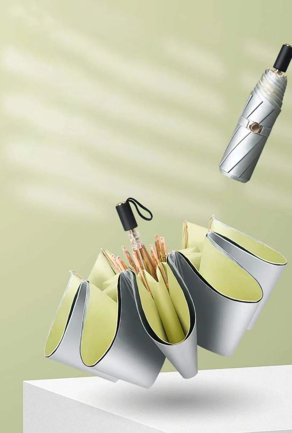 Double Layer Titanium Silver UPF50 Umbrella Sunscreen Anti-UV Sun Umbrella Three-fold Rain Folding Sunshade