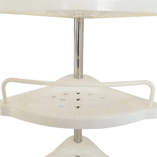 Polc Sarok Fürdőszoba Szervező Kosarak Műanyag Zuhany Sarokállvány Padlóig A Mennyezetig Feszítő Pólus Zuhanyzó - Image 5