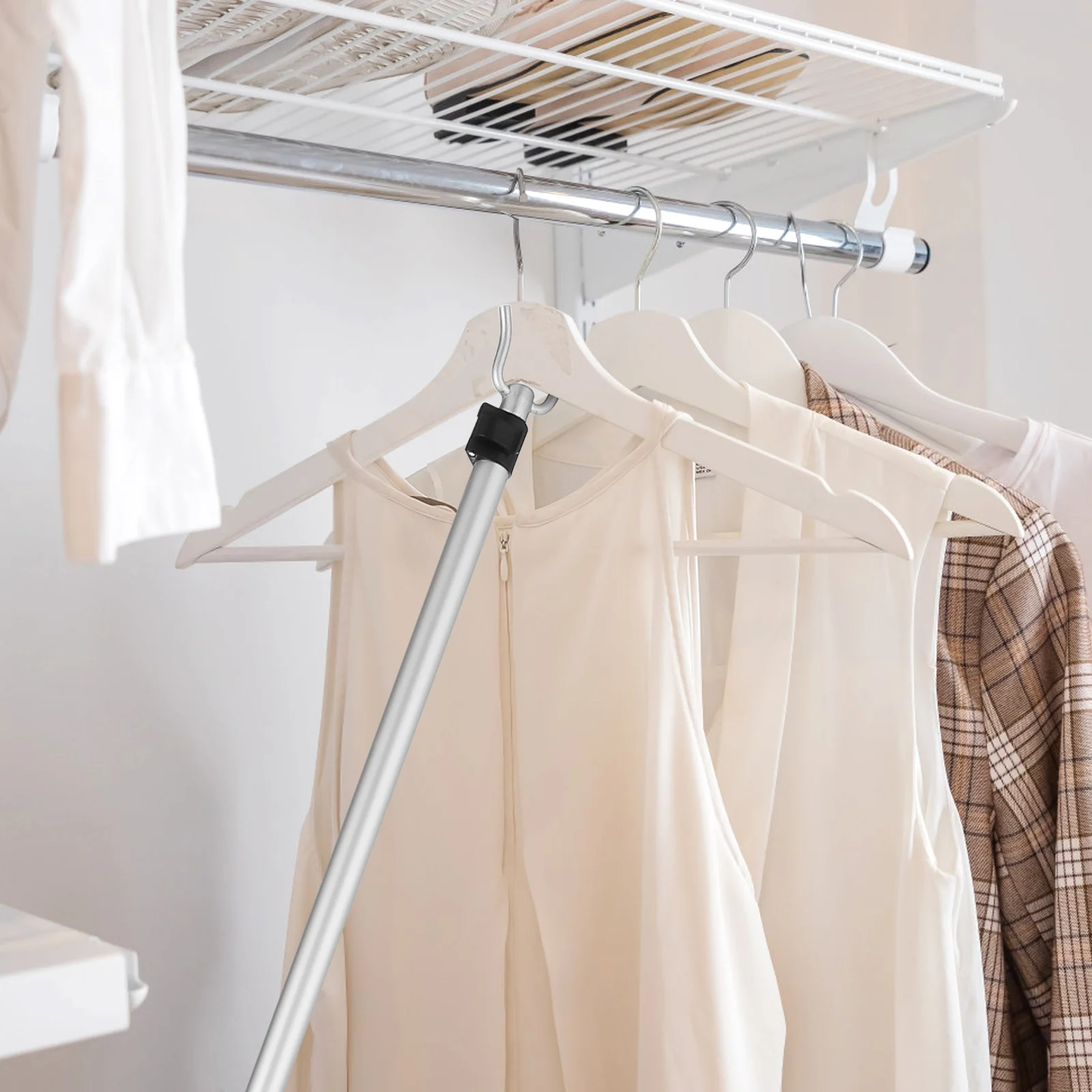 Rod Telescopic Clothes Rail Coat Hooks Creative Clothing Pole Towel Travel Line 6