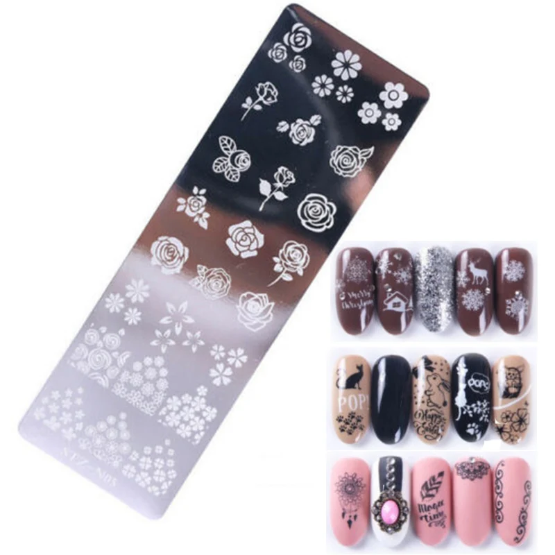 Rectangle Nail Stamping Plates Dreamcatcher Stamp Template Cat Nail Art Theme Decoration DIY Image Plate Stencil Printing Tool 5