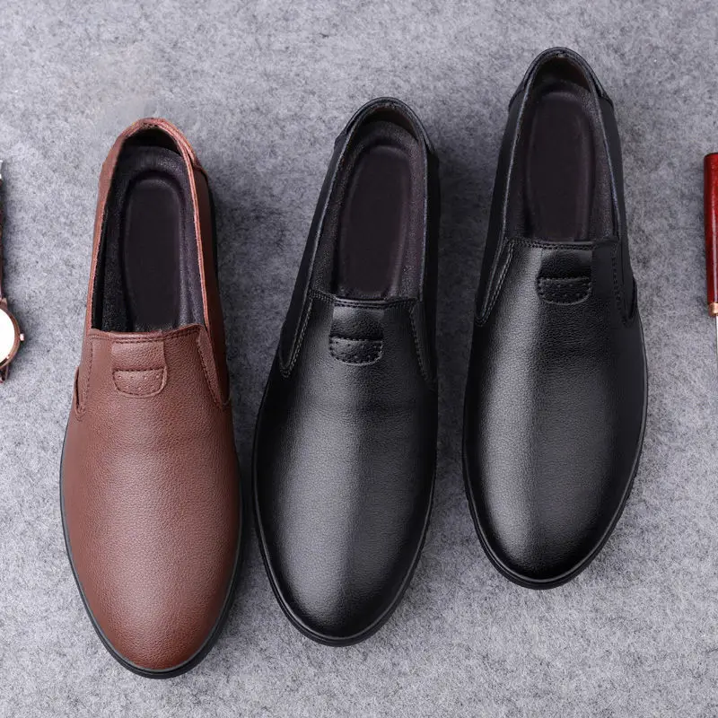 NewCasualLeatherSlipOnMensLoafersBreathableSolidPuLeather