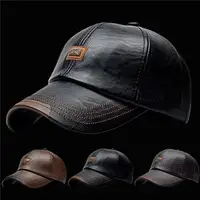 Baseball Cap Casual Fashion Hat Autumn And Winter Thin Plus Velvet Cap Leather Baseball Cap For Men 2024 New Fashion 1