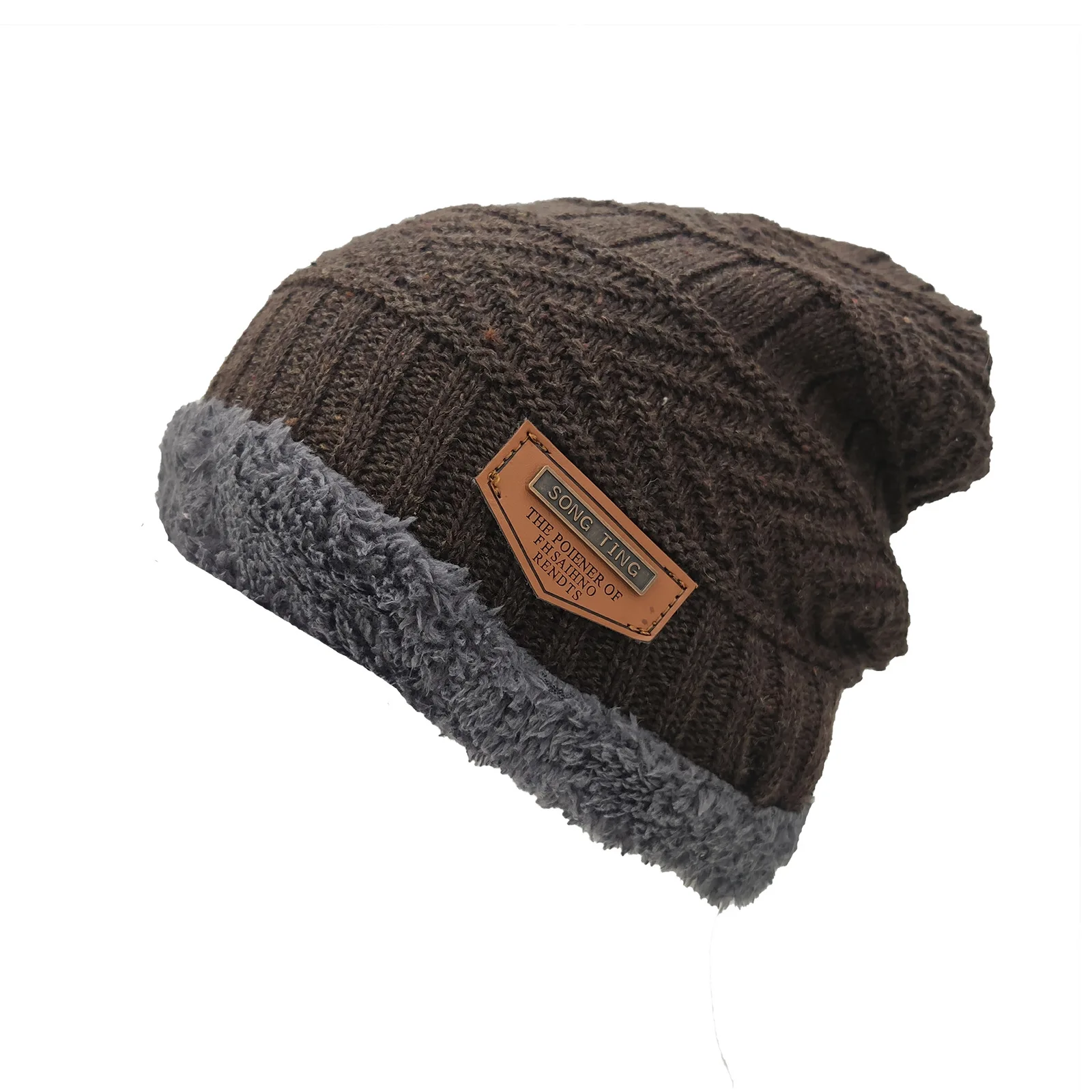 Mützen herren winter mütze frauen strick mützen für männer kappe winter mütze gorro dicke warme krempe fell hauben herren – Detail 5