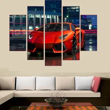 

5 Pieces Wall Art Canvas Red Luxury Sports Car Poster Painting Living Room Modern Home Decoration Bedroom Mural Picture Prints