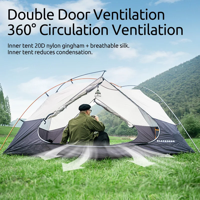 Blackdeer Archeos 2 Person Tent Lightweight Backpacking Silicon Coated For Hiking Trekking Aluminum Pole Camping Tent 2V2 portable tent camping tent
