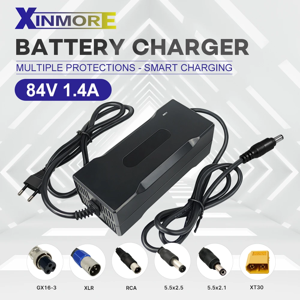 

XINMORE Auto-Stop 84V 1.4A Lithium Battery Charger For 72V Li-Ion Lipo Battery Pack Cooling with Fan Inside