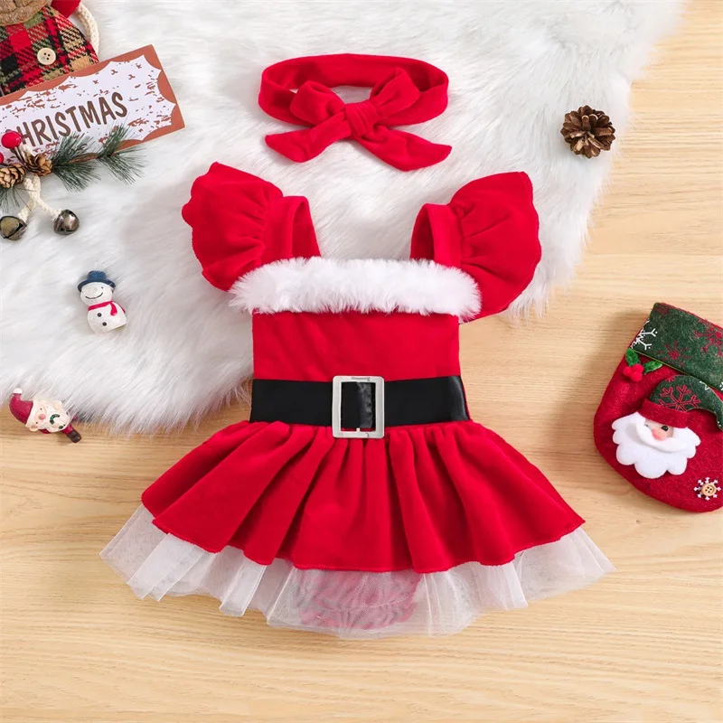 Christmas Romper Dress and Headband main image 1