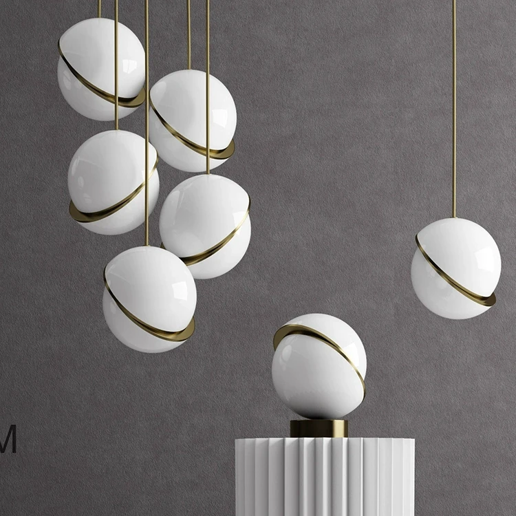 

Nordic Bedside Hanging Lamp White Ball Bubble Led Pendant Lights Kitchen Living Room Restaurant Bedroom Pendant Lamp Fixtures