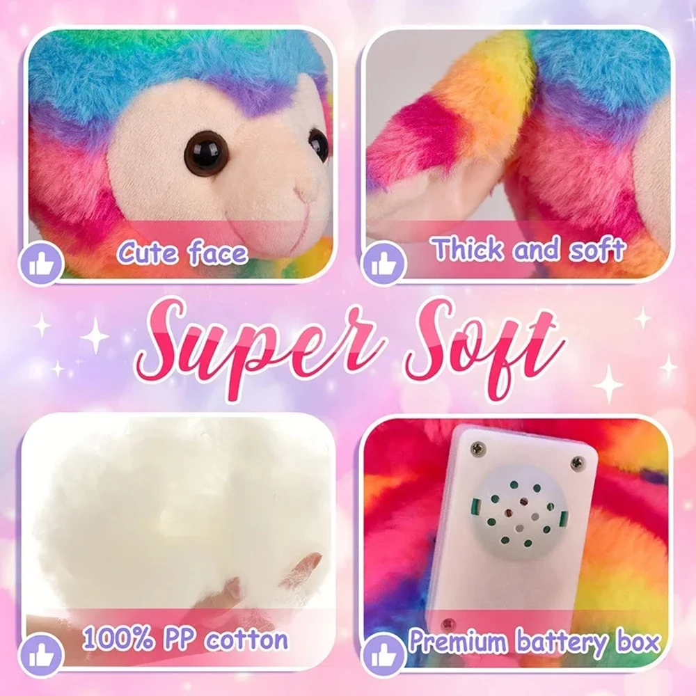 Plush Toys 26cm LED Glowing Rainbow Sheep Stuffed Animals for Girls