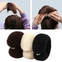 1 pièce Outil de coiffure pour chignon en éponge magique en forme de donut, pour tresses, bandeau, pour femmes, noir, brun 2