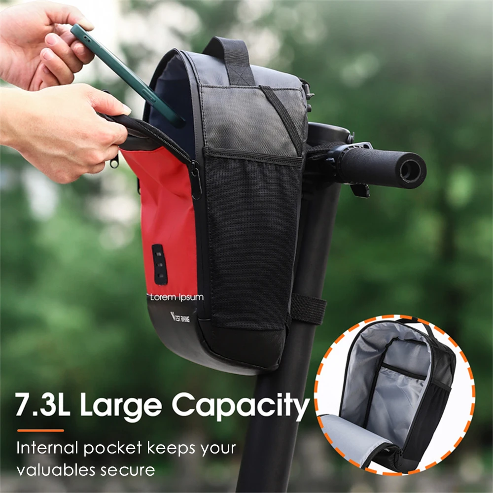 7.3L Bike Handlebar Bag Waterproof Bicycle Front Bag Cycling Basket