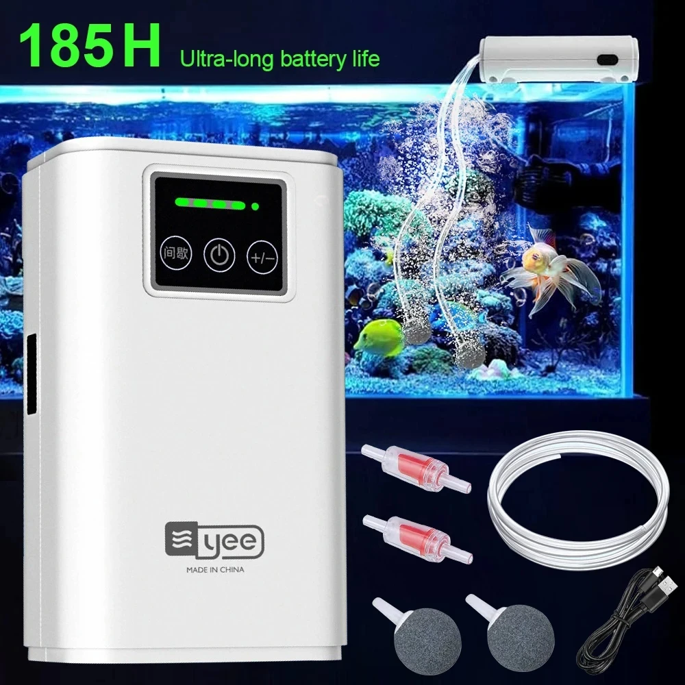 Pompe à oxygène USB pour aquarium - Rechargeable portable silencieuse pour pêche extérieure