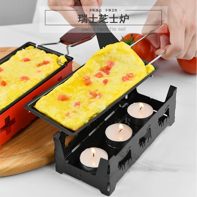 Portable Non-Stick Metal Cheese Raclette Oven Grill Plate Rotaster