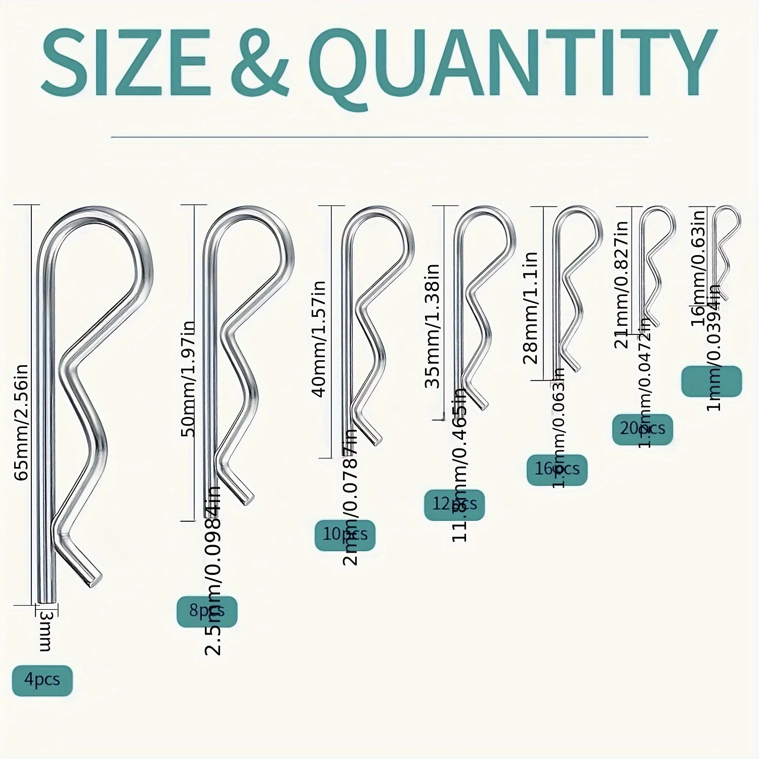 Open Pin Assortment Kit Open Pin Heavy Duty R Clip Fixed Pin Stainless Steel Locking Pin Bolt for Truck cotter pin and r pin kits stainless steel cotter pin kit stainless steel cotter pin 100pcs