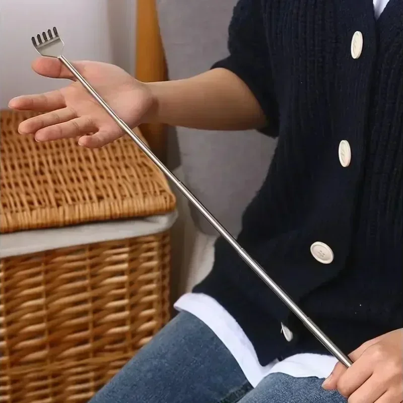 Stainless Steel Retractable Back Scratcher Extendable19.69 inches,Portable Itch Relief Tool with Nonticking Scratching Artifact