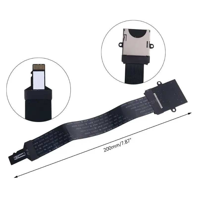 Micro sd tf para sd Cartão de Memória Kit Macho para Fêmea Extensor Flexível Extensão Cabo Adaptador Macio Plana Fpc Cabo Extensor