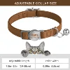 Safety Breakaway Anti-lost Cat Collar Engraveing Personalized  Leather Collars With Free Name Bell Pet Cats Accessories 5