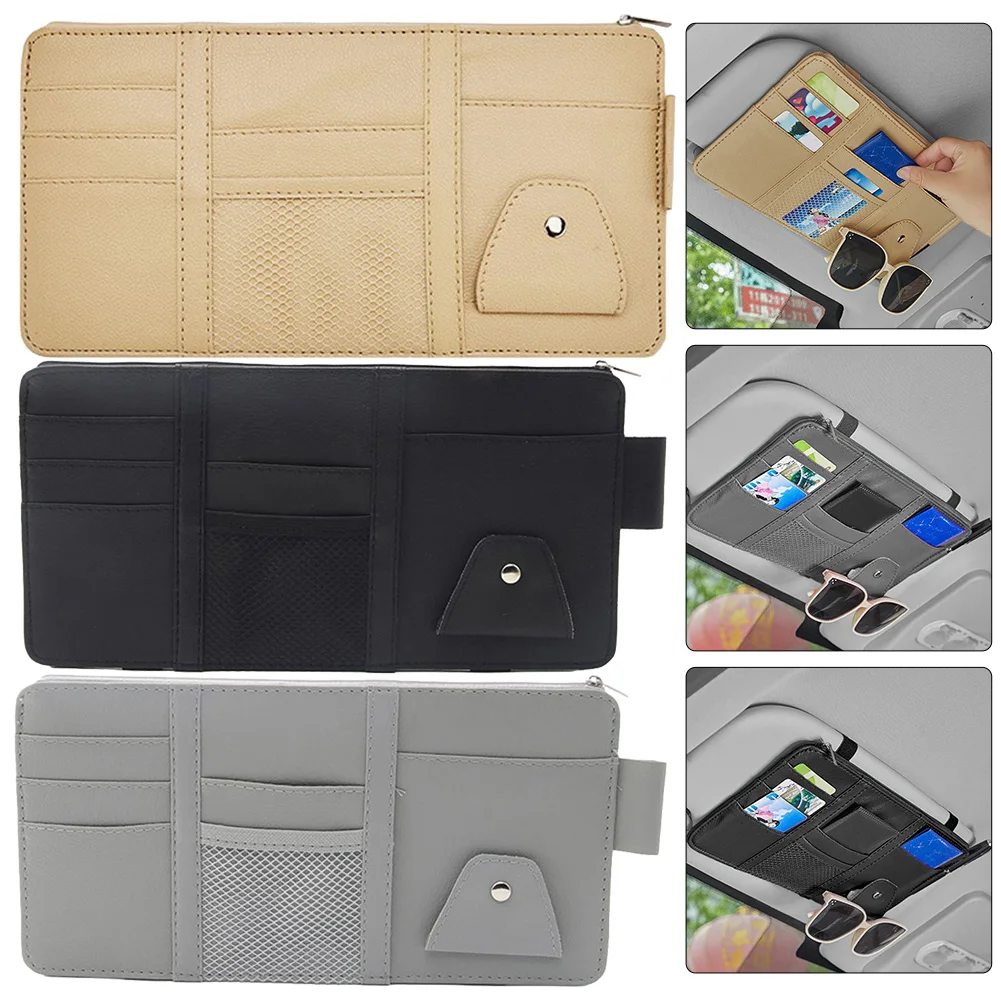 

Car Sun Visor Bag Organizer Glasses Cards Storage Auto Interior Pocket 3 Colour I.D. Holder And Card Organiser Parts