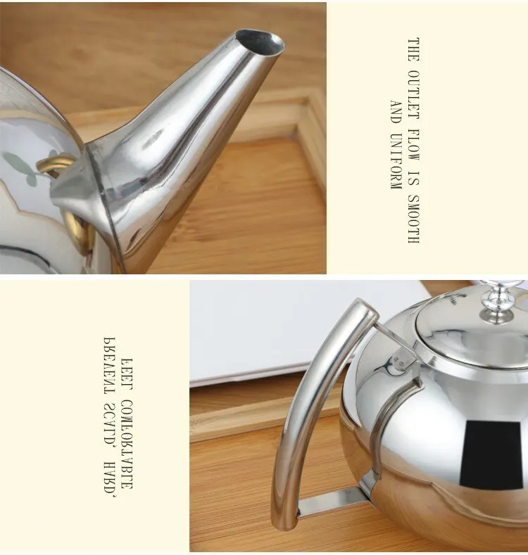 Description Picture 5 of item1.5L Thickened Stainless Stee Teapot With Tea Leaf Filter Infuser Home Hotel Coffee Pot Restaurant Silver Color Kettle Tea Pot