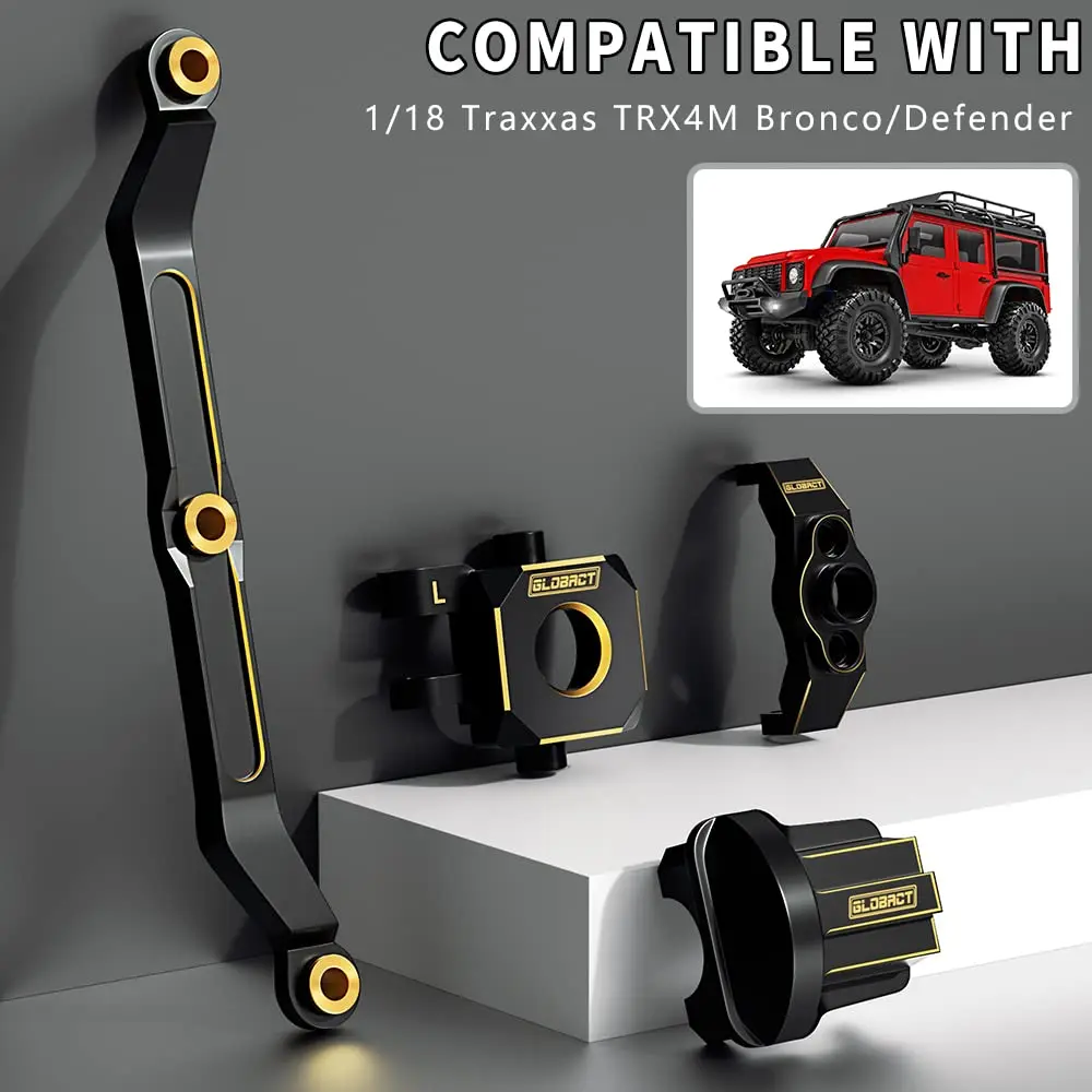 GLOBACT Brass Steering & Caster Block Set For 1/18 TRX4M - Black Brass Counterweight Upgrade Parts (55g/Set) - View #7