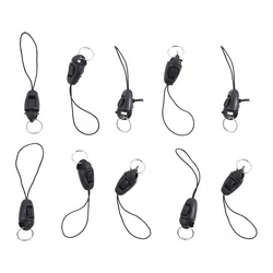 10 - Pack Nylon Black Detachable Phone Lanyards with DIY Pendant Option (10Pcs)