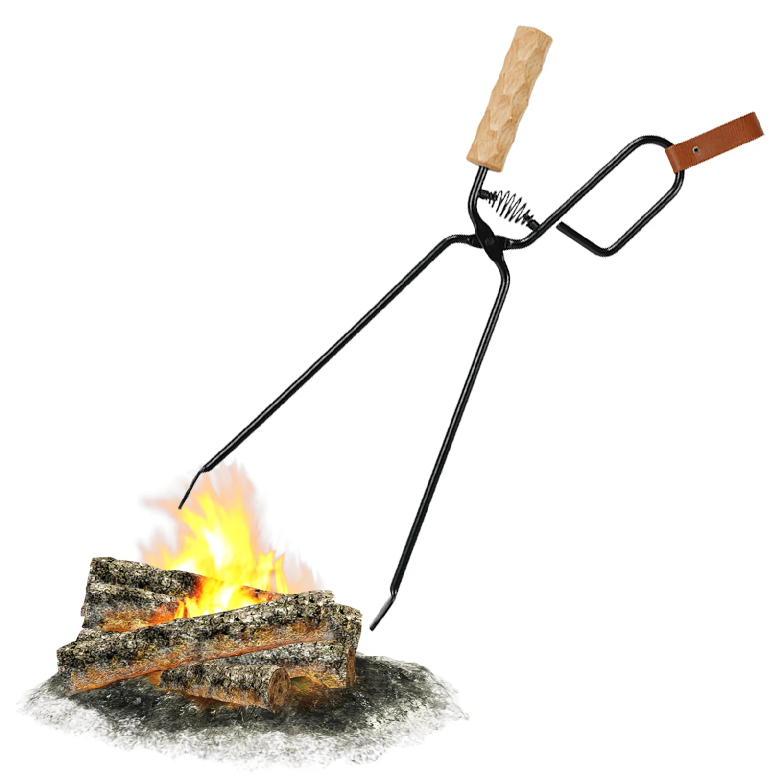 Fire Pit Tongs 18.5 Heavy Duty Cast Iron Fireplace Tongs Log Grabber