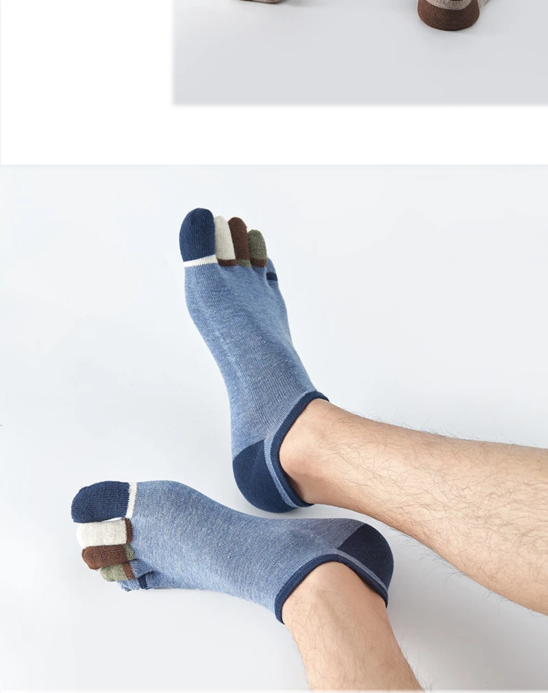5 Paar Herren-Zehensocken mit fünf Zehen, atmungsaktive Baumwoll-Zehensocken, rutschfest, schweißabsorbierend, lässig, niedrig geschnitten, bunte Zehensocken – Detail 15