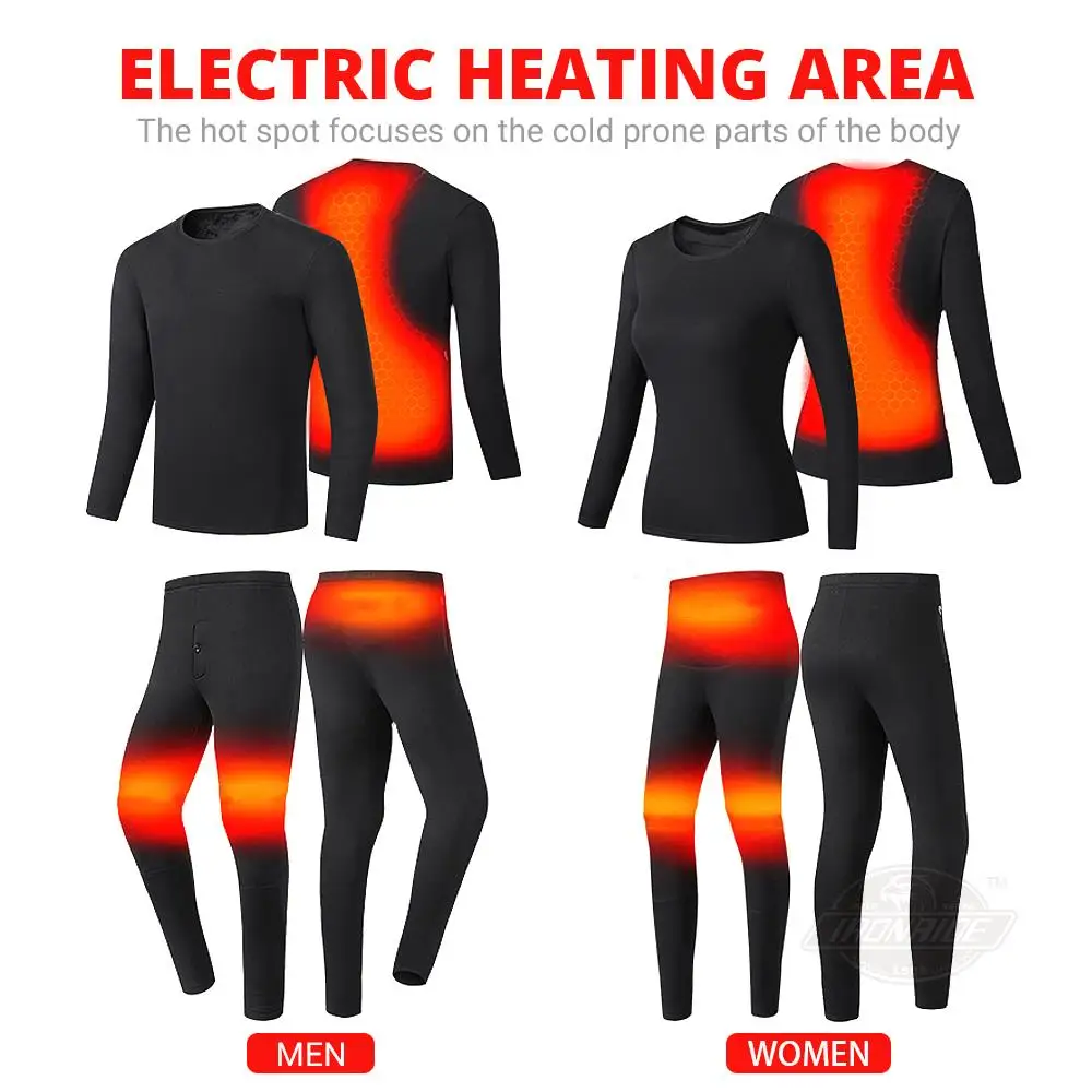 New Heated Motorcycle Jacket Men Women Heated Thermal Underwear Set USB Electric Suit Thermal Clothing For Winter S-5XL