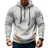 Autumn and Winter New Men's Outdoor Sports Tooling Wind leisure comfortable solid color arm pocket zipper long-sleeved hoodie 4