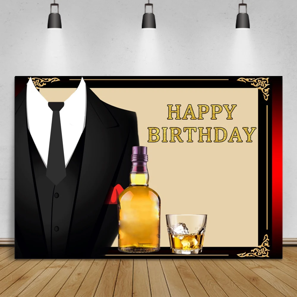 Men Adult Birthday Party Decor Poster Banner Photographic Backdrops Tuxedo Customized Photo Photography Backgrounds For Studio