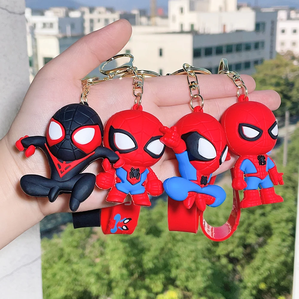 Marvel Superhero Spiderman Cartoon portachiavi figura carina portachiavi  per borsa Spider Man ciondolo in Silicone portachiavi regalo gioielli