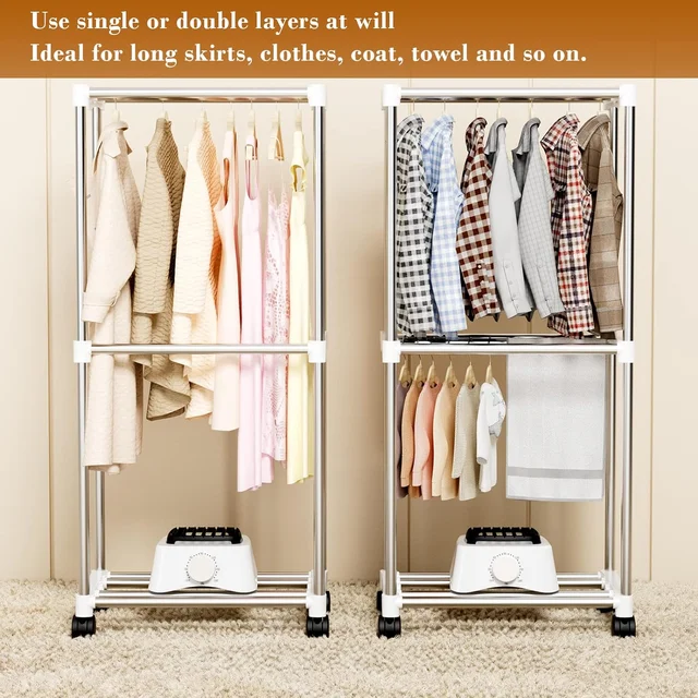 Clothes Dryer, Portable Drying Machine with Timer, 60inch Laundry Wardrobe Large Capacity,  Dryer/Rack for | Appart 3