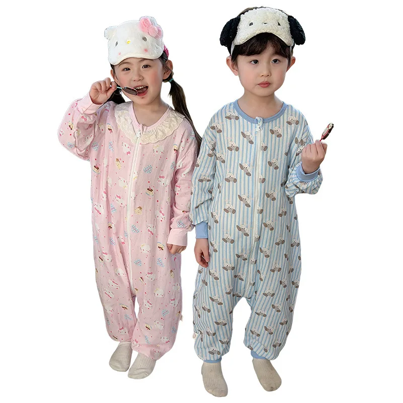 순면 긴팔  수면 보호복 배옷 홈웨어 수면복 한국 스타일  킥방지 이불