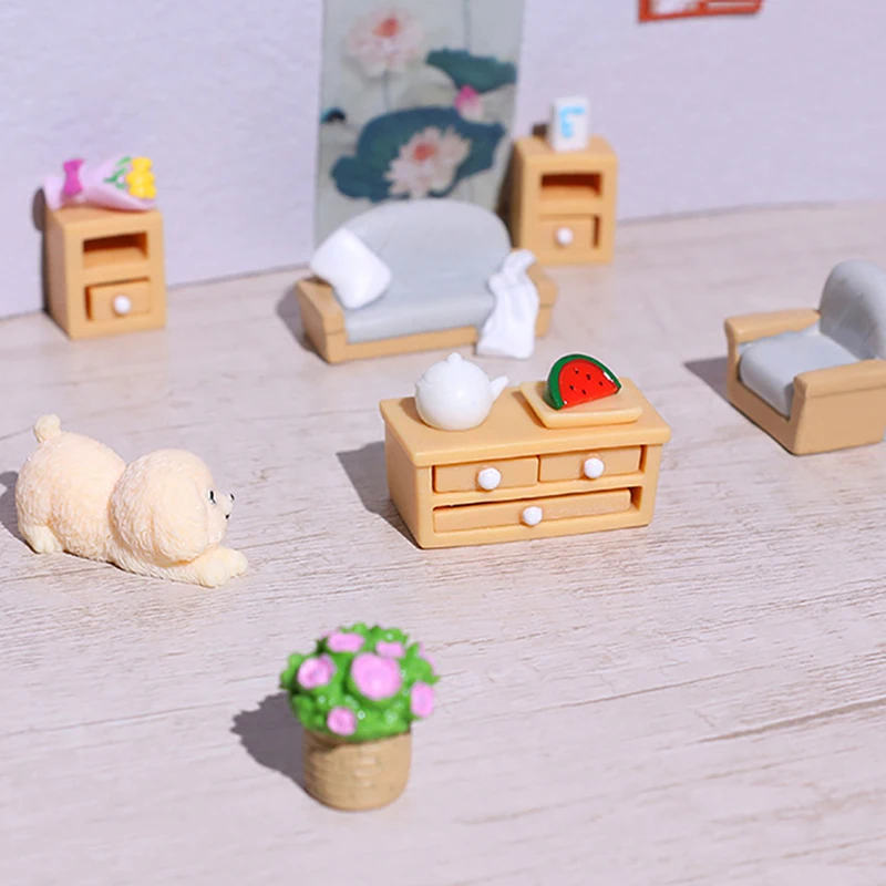 1Pc Dolls House Miniature Furniture Sofa Chair Desk Chair DIY Dollhouse Decoration Micro Landscape Resin Ornaments