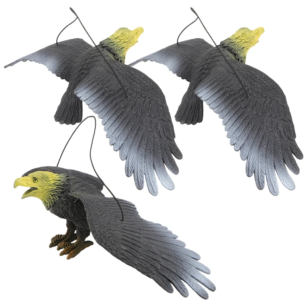 

3 Pcs Garden Ornament Eagle Bird Deterrents for Scare The Birds Accessories Decoys to Decorative Plastic Yard Hanging Frighten