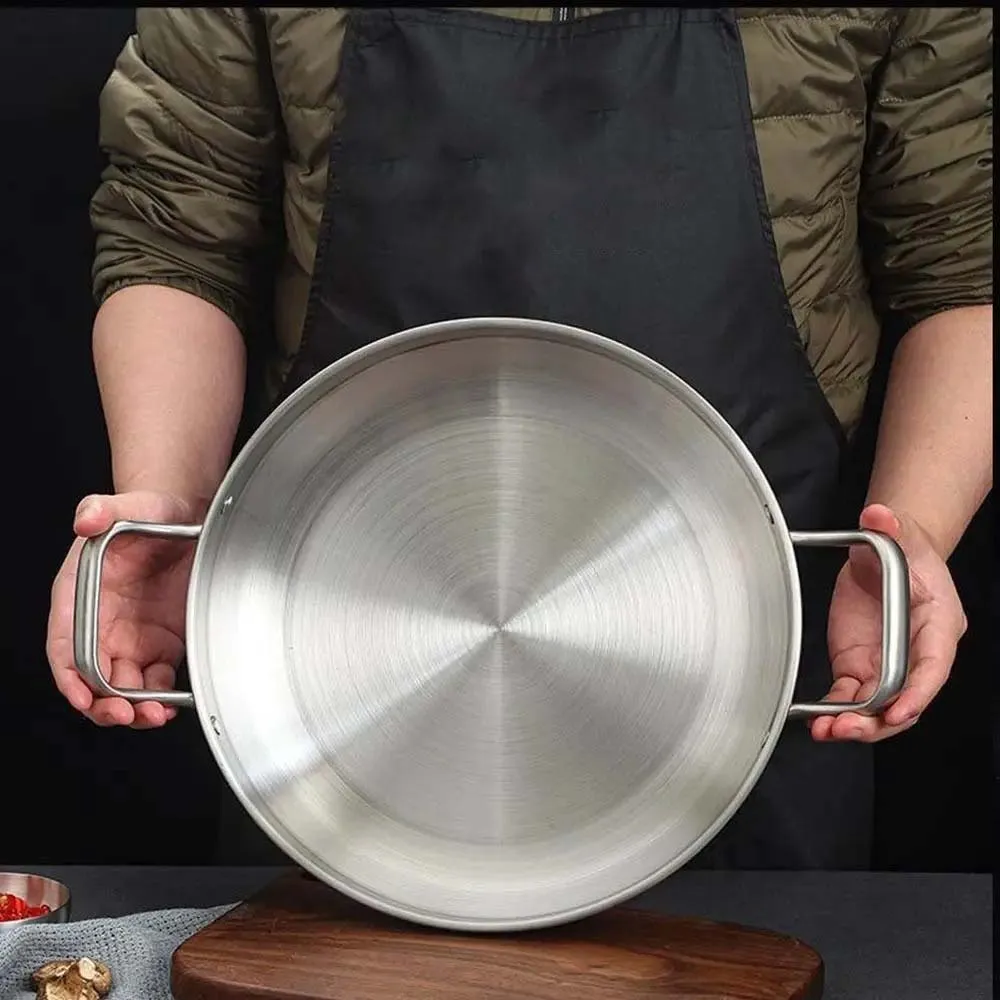 1PC Stainless Steel 20cm Shallow Pot, Small Size Suitable for Decorative Dishes, can be Stacked Storage, Ideal Kitchen Pot