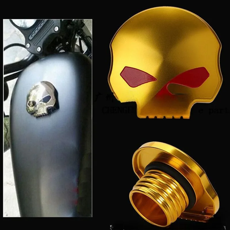 Motorcycle XL883 XL1200 Dyna Fat Boy Breakout Modified Skull Fuel Tank Cap Harley Accessories High-end Cool