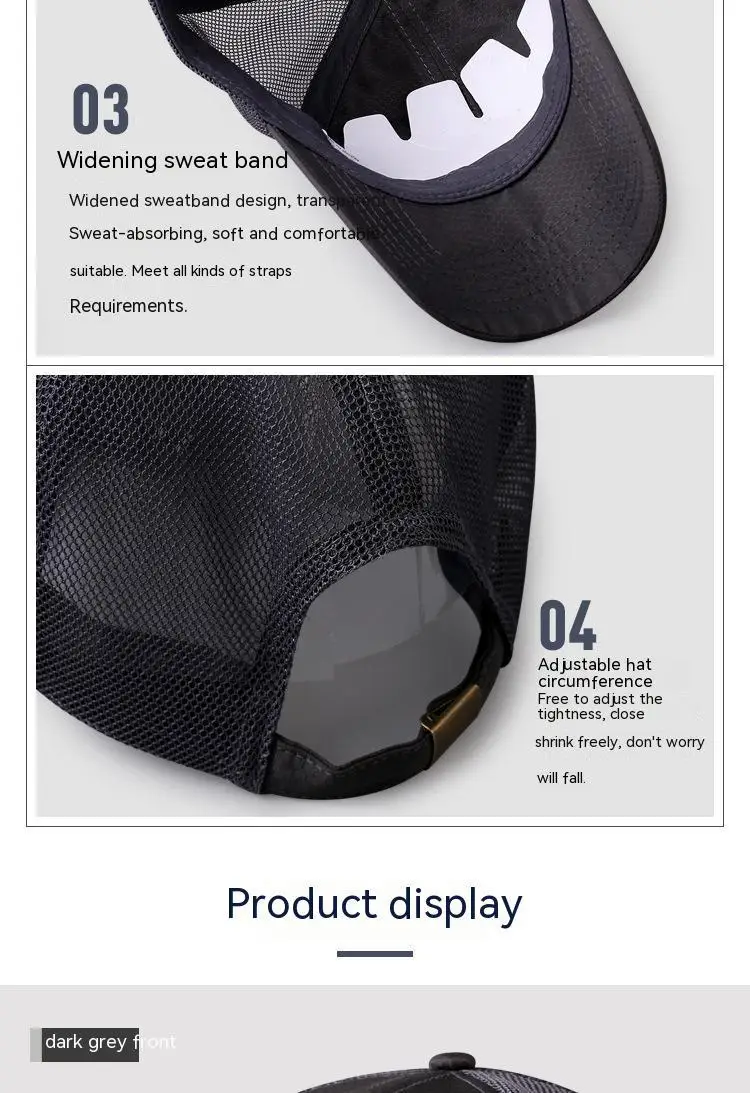 Oversize Big Head Man Plus Size Baseball Cap Spring Summer Thin Fabric Mesh Sun Hat Male Snapback M 55-59cm L 60-64cm
