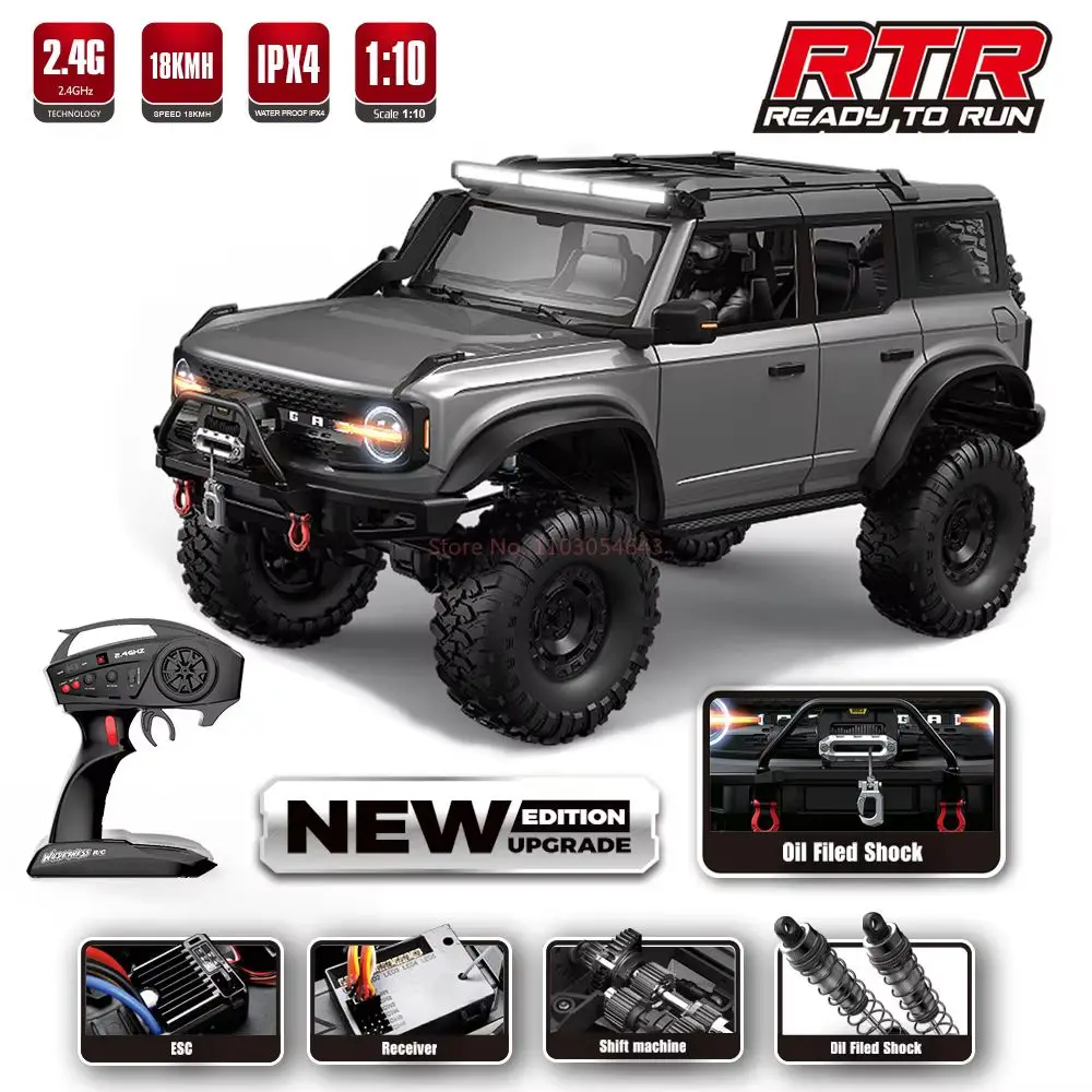 1/10 RC카 4륜구동 RTR HB R1001 호스 풀 스케일 LED 2.4G 전동 무선 조종 락 버기 오프로드 자동차 장난감 남자아이 선물